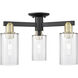 Arcadia Clymer 3 Light 21.38 inch Black Antique Brass Semi-Flush Mount Ceiling Light in Clear
