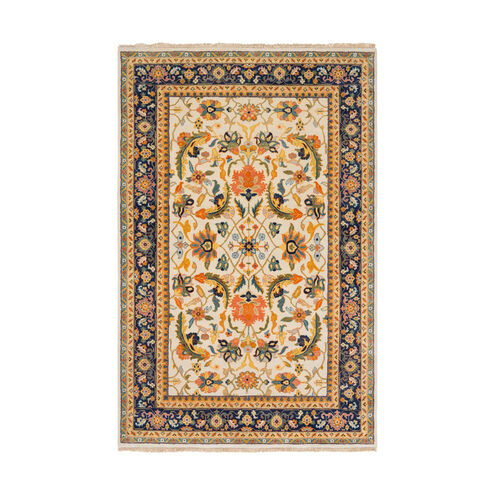 Taj Mahal 102 X 66 inch Burnt Orange/Saffron/Teal/Navy/Sage/Wheat/Ice Blue Rugs, Rectangle