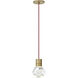Sean Lavin Kira LED 7.1 inch Natural Brass Line-Voltage Pendant Ceiling Light in Red Cord, LED 90 CRI 2200K-3000K