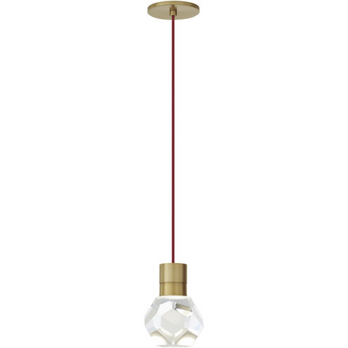 Sean Lavin Kira LED 7.1 inch Natural Brass Line-Voltage Pendant Ceiling Light in Red Cord, LED 90 CRI 2200K-3000K