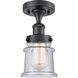 Edison Canton 1 Light 5.25 inch Matte Black Semi-Flush Mount Ceiling Light in Seedy Glass, 1.9 lb