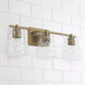 Burke 3 Light 24 inch Aged Brass Vanity Light Wall Light