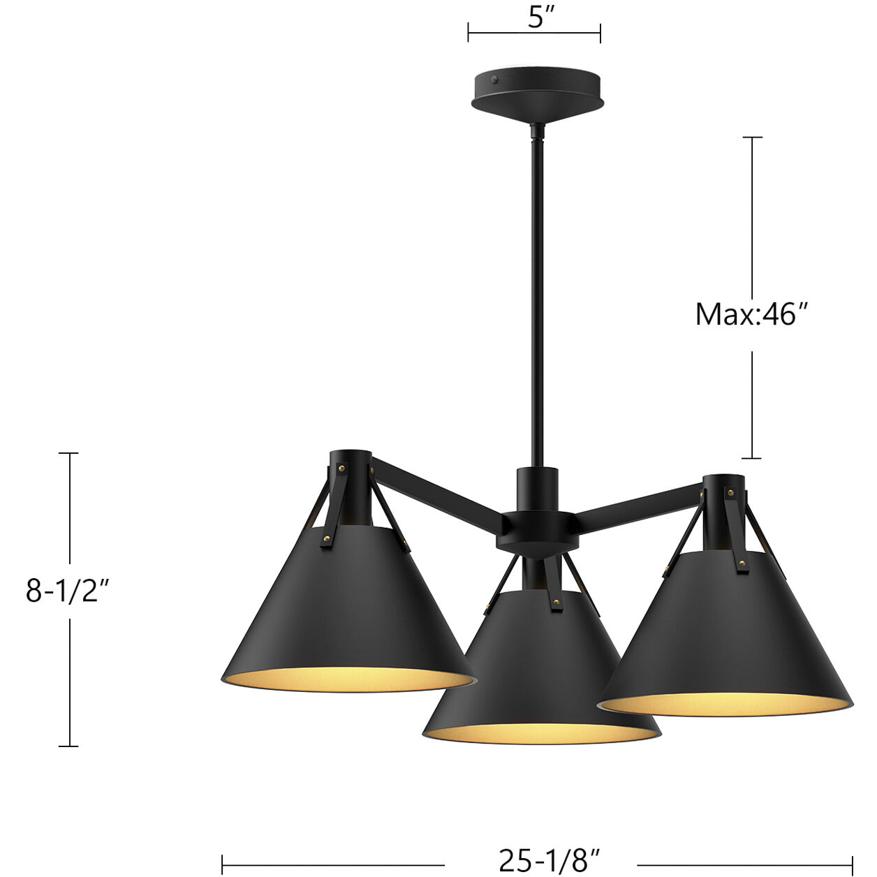 Alora Mood Archer 3 Light 25.13 inch Steel Shade Chandelier Ceiling Light