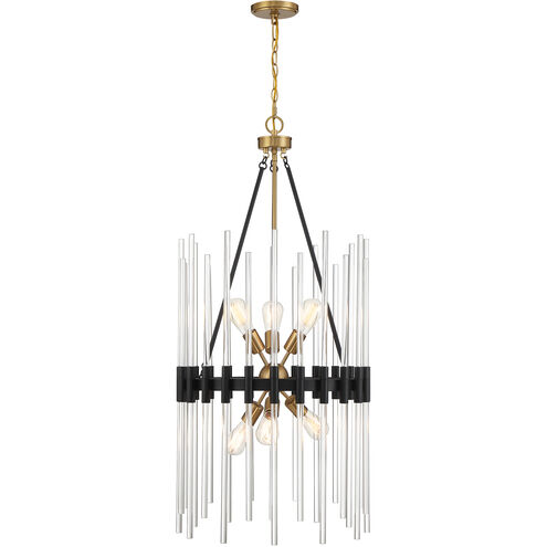 Santiago 6 Light 20 inch Black with Warm Brass Pendant Ceiling Light