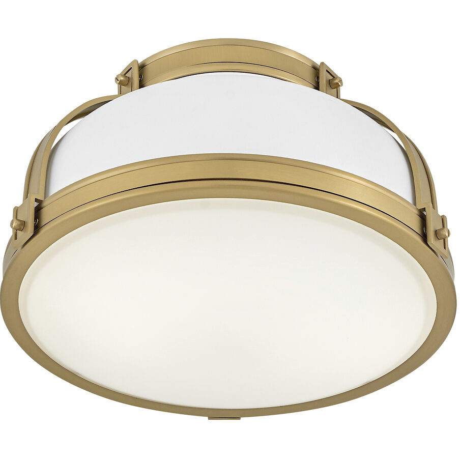 Barton 2 Light 14.25 inch Matte White with Lacquered Brass Flush Mount Ceiling Light