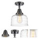 Franklin Restoration Bell LED 8 inch Matte Black Flush Mount Ceiling Light in Clear Deco Swirl Glass