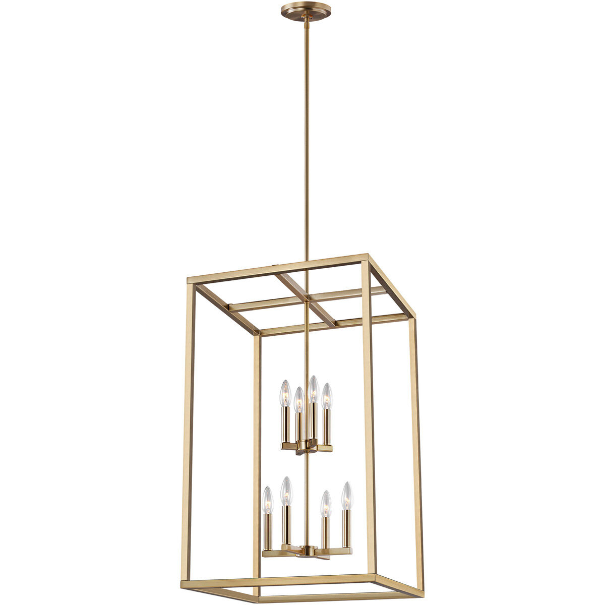 Moffet Street 8 Light 19 inch Satin Brass Foyer Pendant Ceiling Light, Large