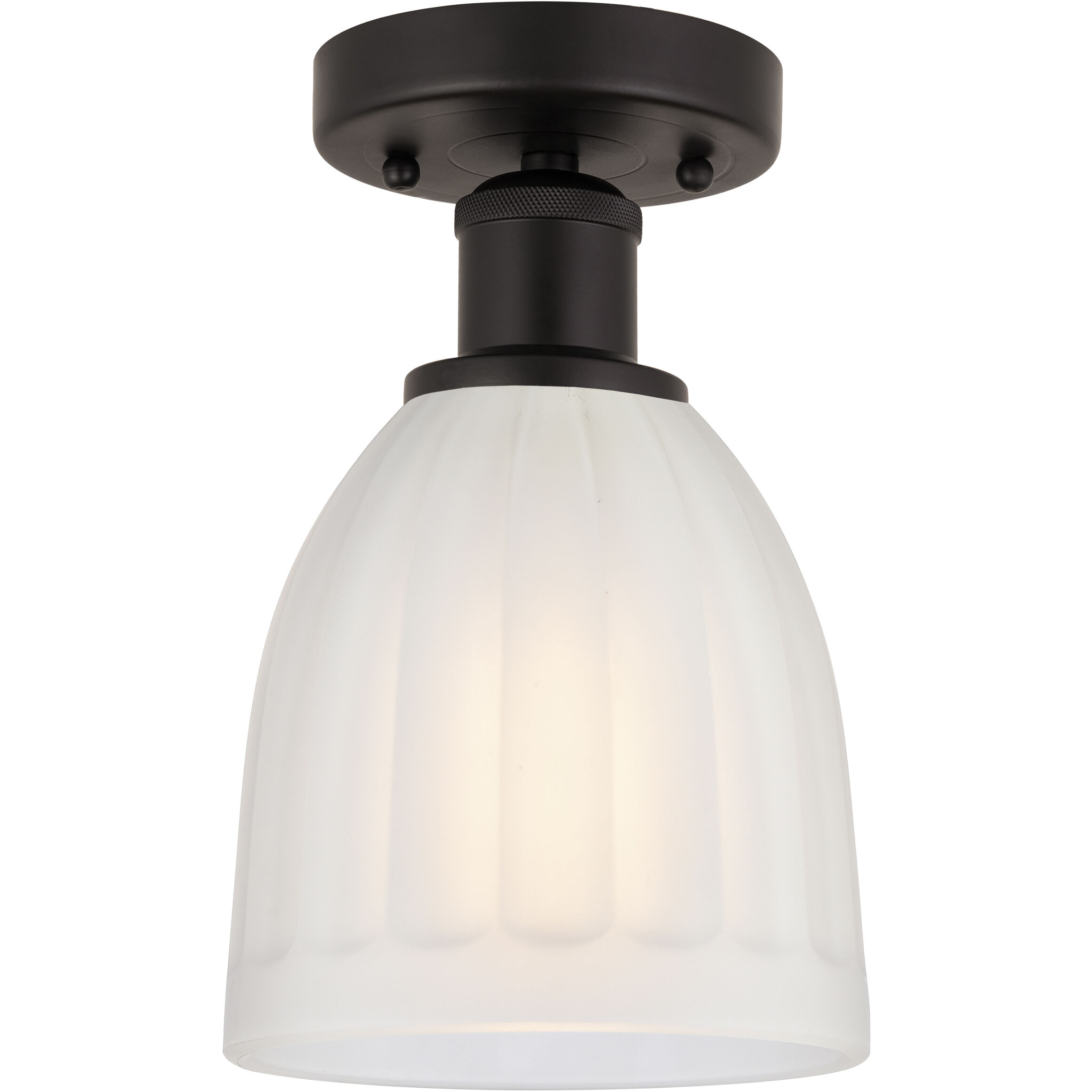 Edison Brookfield 1 Light 6 inch Oil Rubbed Bronze Semi-Flush Mount Ceiling Light in White