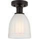 Edison Brookfield 1 Light 6 inch Oil Rubbed Bronze Semi-Flush Mount Ceiling Light in White