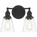 Barwell 2 Light 15 inch Coal Black Bath Vanity Light Wall Light