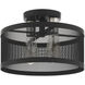 Industro 2 Light 13 inch Black with Brushed Nickel Accents Semi Flush Ceiling Light