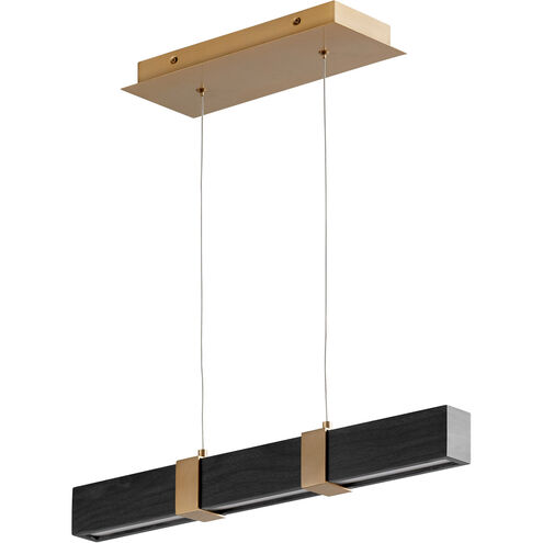 Decca LED 24 inch Aged Brass And Black Oak Linear Pendant Ceiling Light