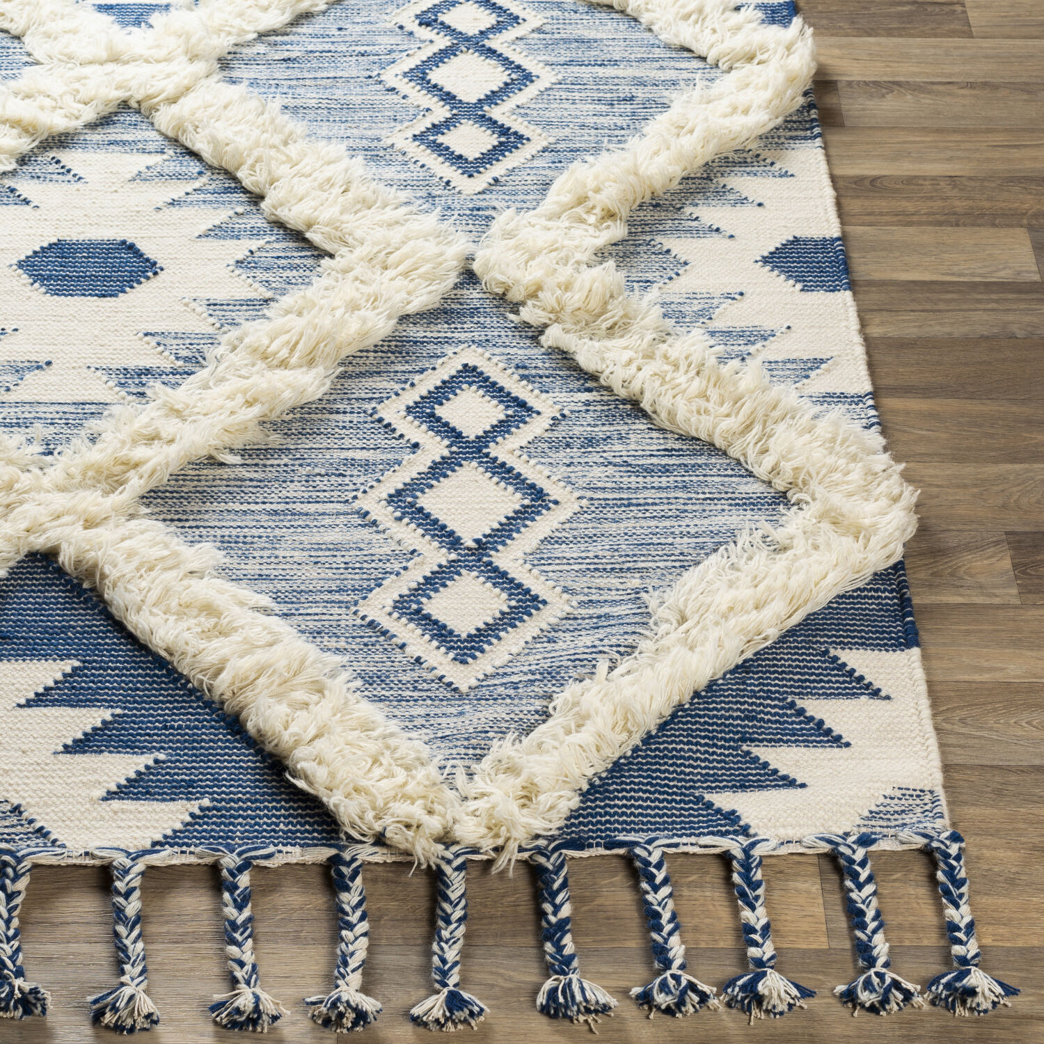 Apache 120 X 96 inch Dark Blue/Ivory Handmade Rug in 8 x 10