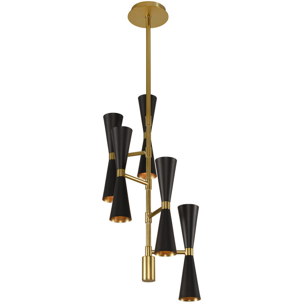 Milo LED 13 inch Black and Vintage Brass Chandelier Ceiling Light