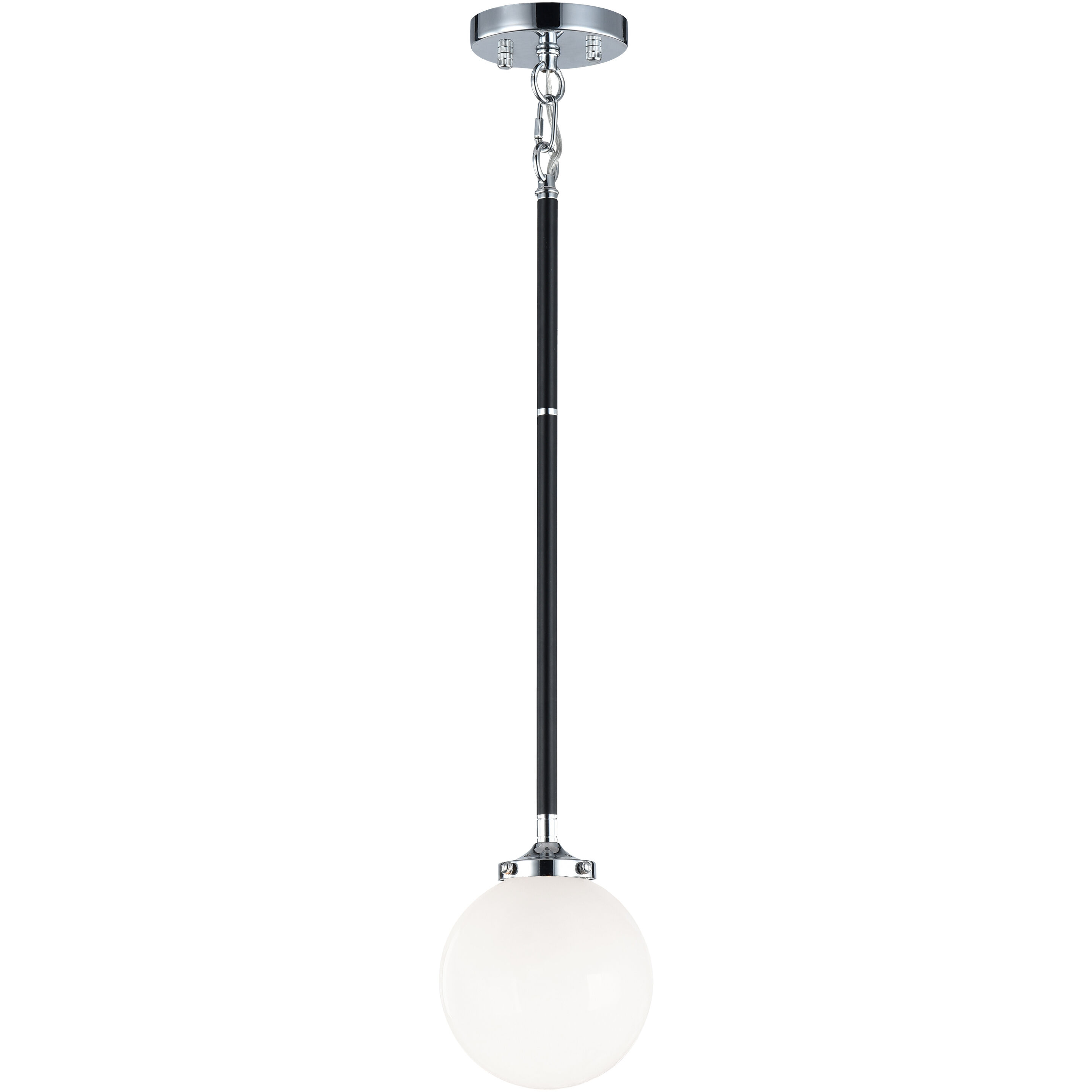Particles 1 Light 5.88 inch Black and Chrome Pendant Ceiling Light in Chrome and Opal Glass