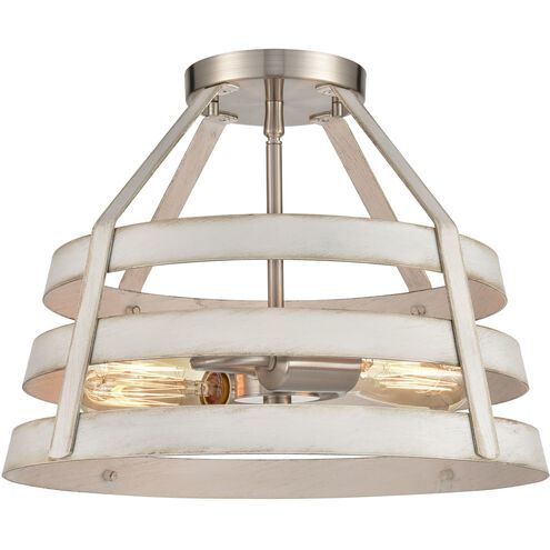 Brigantine 2 Light 15 inch Satin Nickel with Antique White Semi Flush Mount Ceiling Light