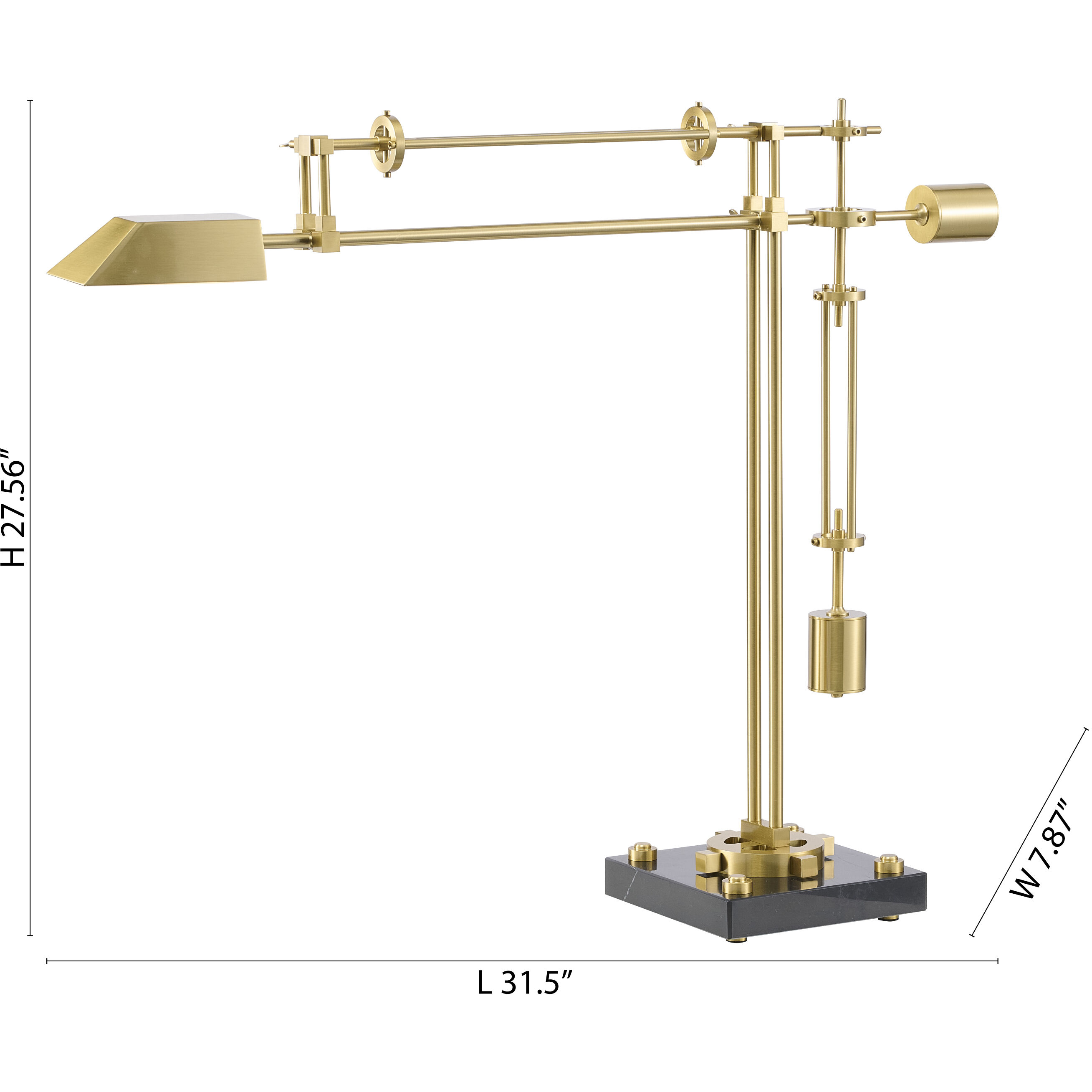 Canada 27.56 inch 5 watt Black & Brass Table Lamp Portable Light