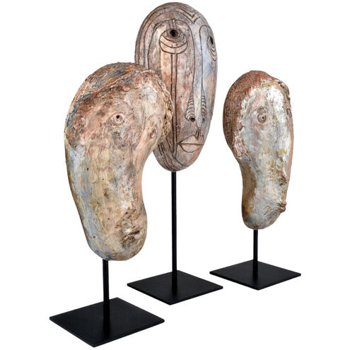 Glazed Masks 20 X 7.5 inch Sculptures, Set of 3