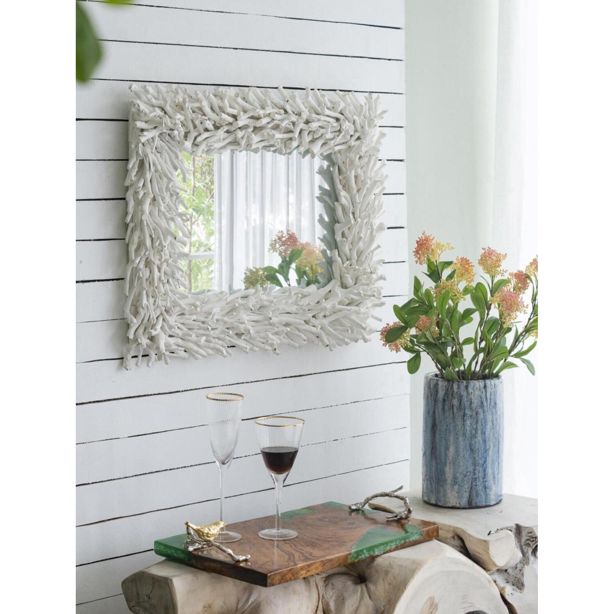 Anita 29.1 X 22.8 inch White Wall Mirror
