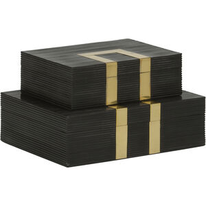 Watkins 10.25 inch Black and Gold Jewelry Boxes, Set of 2