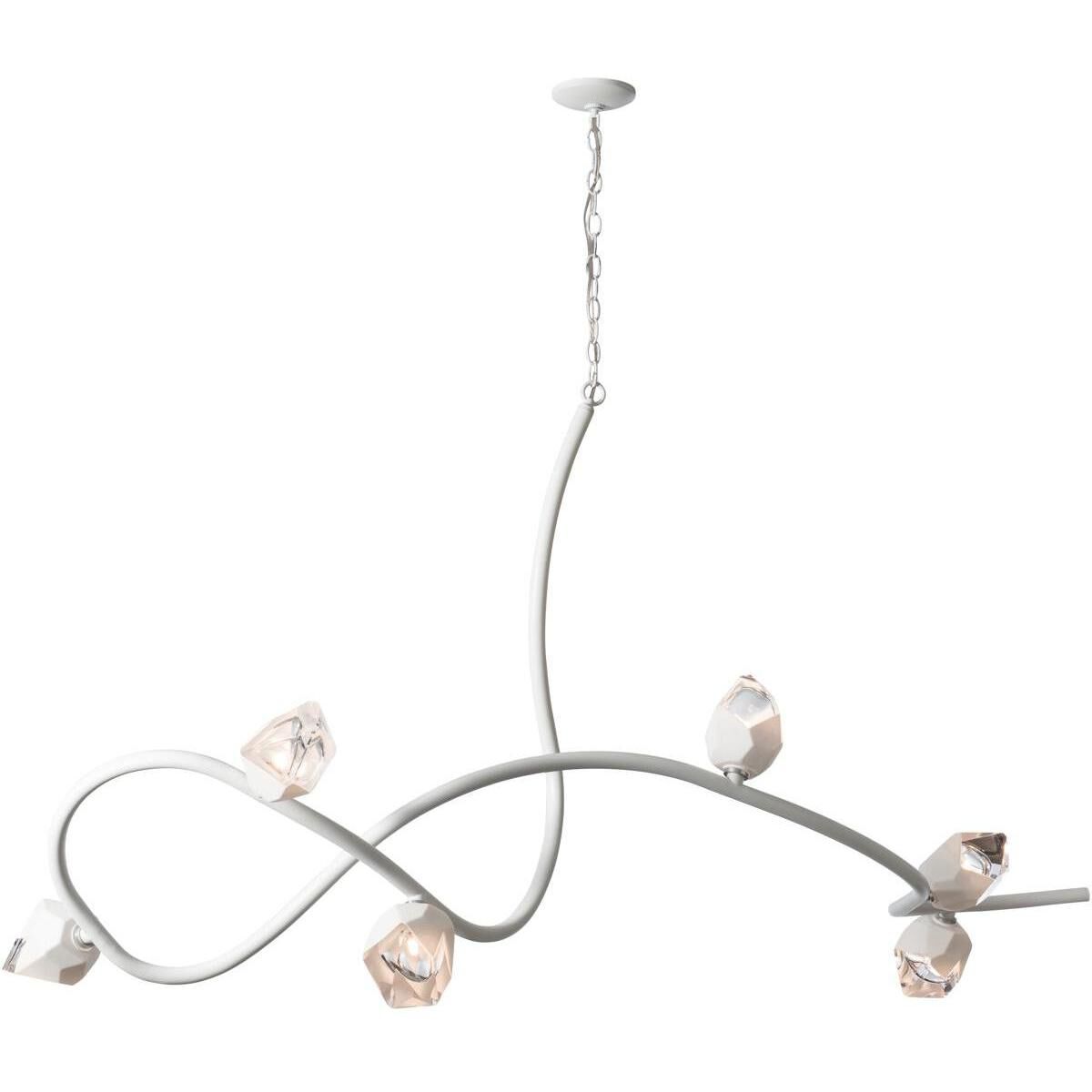 Glacier 6 Light 69.2 inch White Pendant Ceiling Light in White Crystal, XL