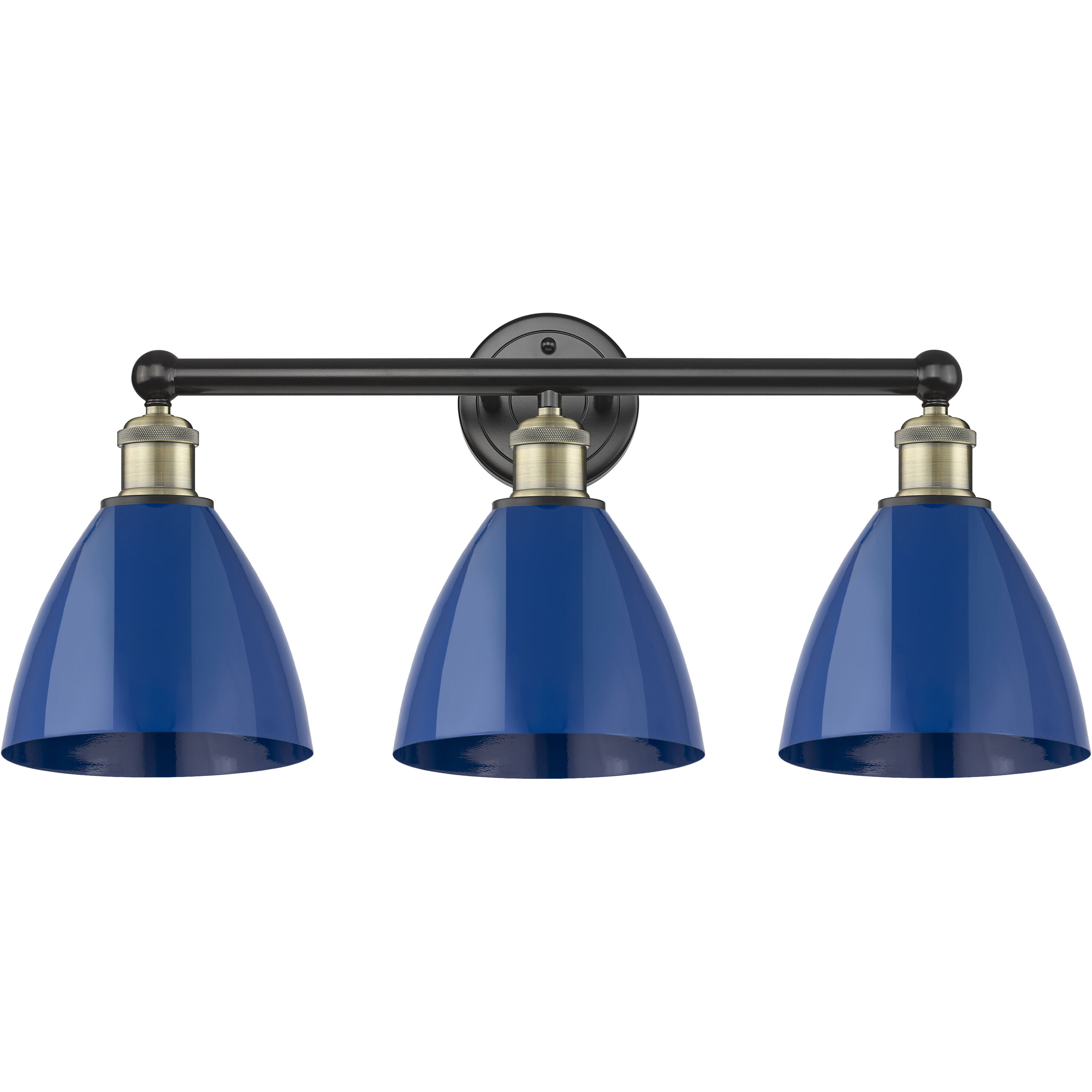 Plymouth Dome 3 Light 25.5 inch Black Antique Brass Bath Vanity Light Wall Light in Blue