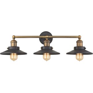 English Pub 3 Light 28 inch Antique Brass Vanity Light Wall Light