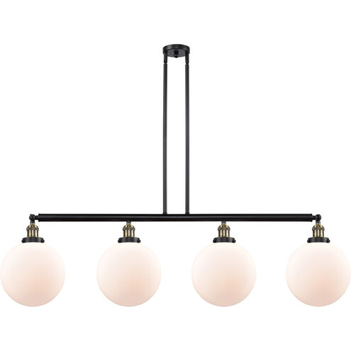 Franklin Restoration X-Large Beacon LED 54 inch Black Antique Brass Island Light Ceiling Light in Matte White Glass, Franklin Restoration