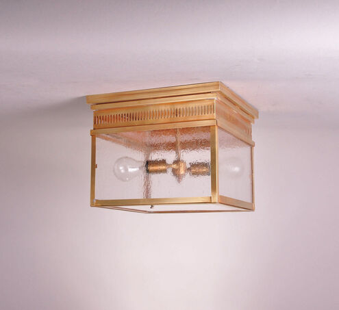 Elryan 2 Light 13 inch Antique Brass Flush Mount Ceiling Light in Two 75W Medium, Seedy Marine Glass