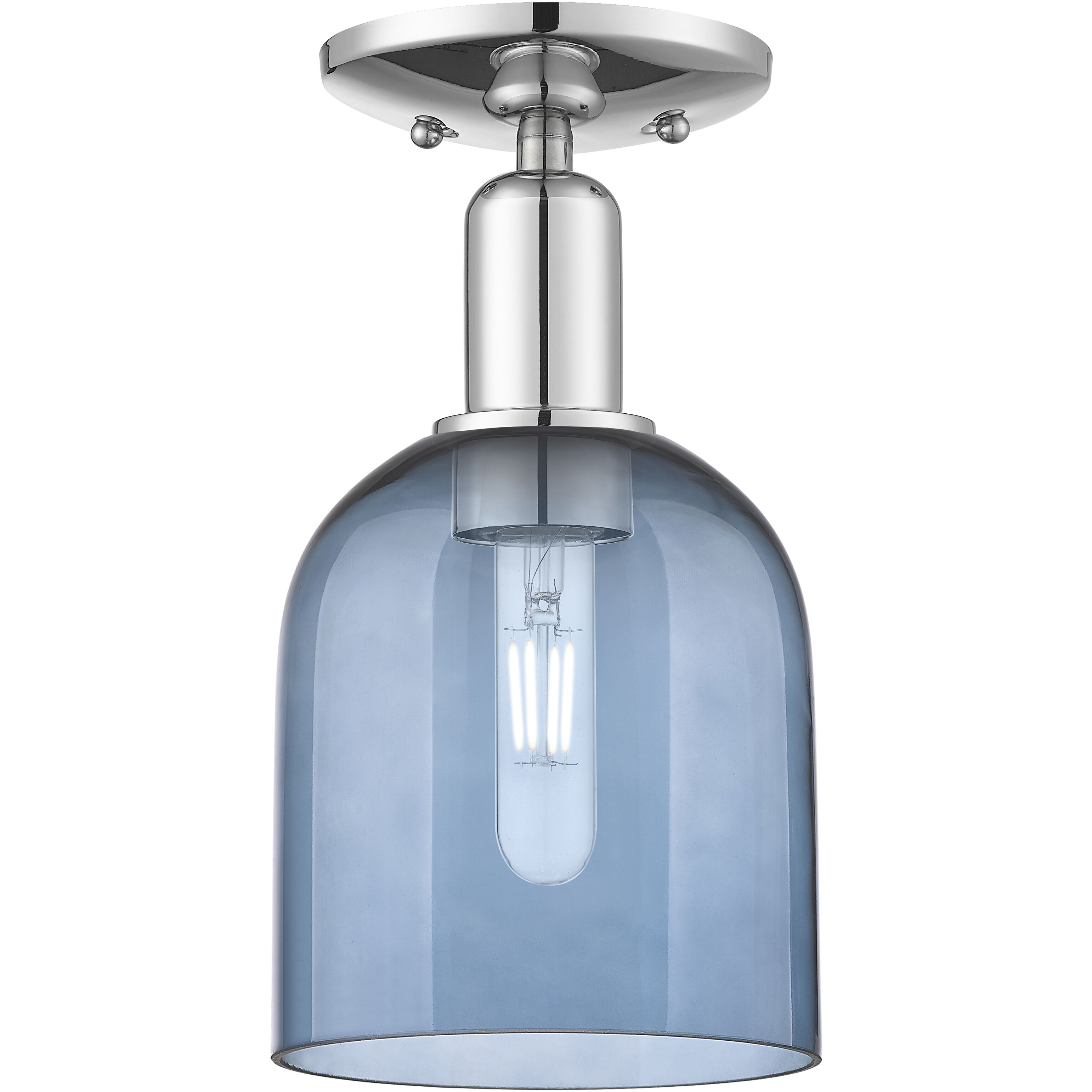Arcadia Bella 1 Light 5.5 inch Polished Chrome Semi-Flush Mount Ceiling Light in Blue