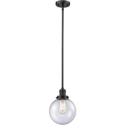 Franklin Restoration Large Beacon 1 Light 8 inch Oil Rubbed Bronze Mini Pendant Ceiling Light in Seedy Glass, Franklin Restoration