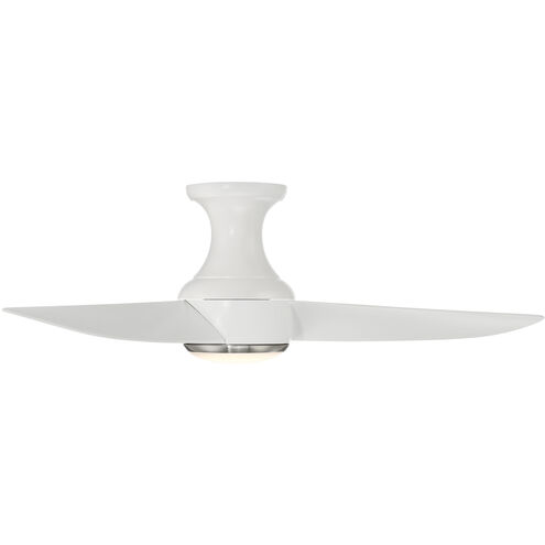 Corona 44 inch Brushed Nickel Matte White with Matte White Blades Flush Mount Ceiling Fan in 3500K