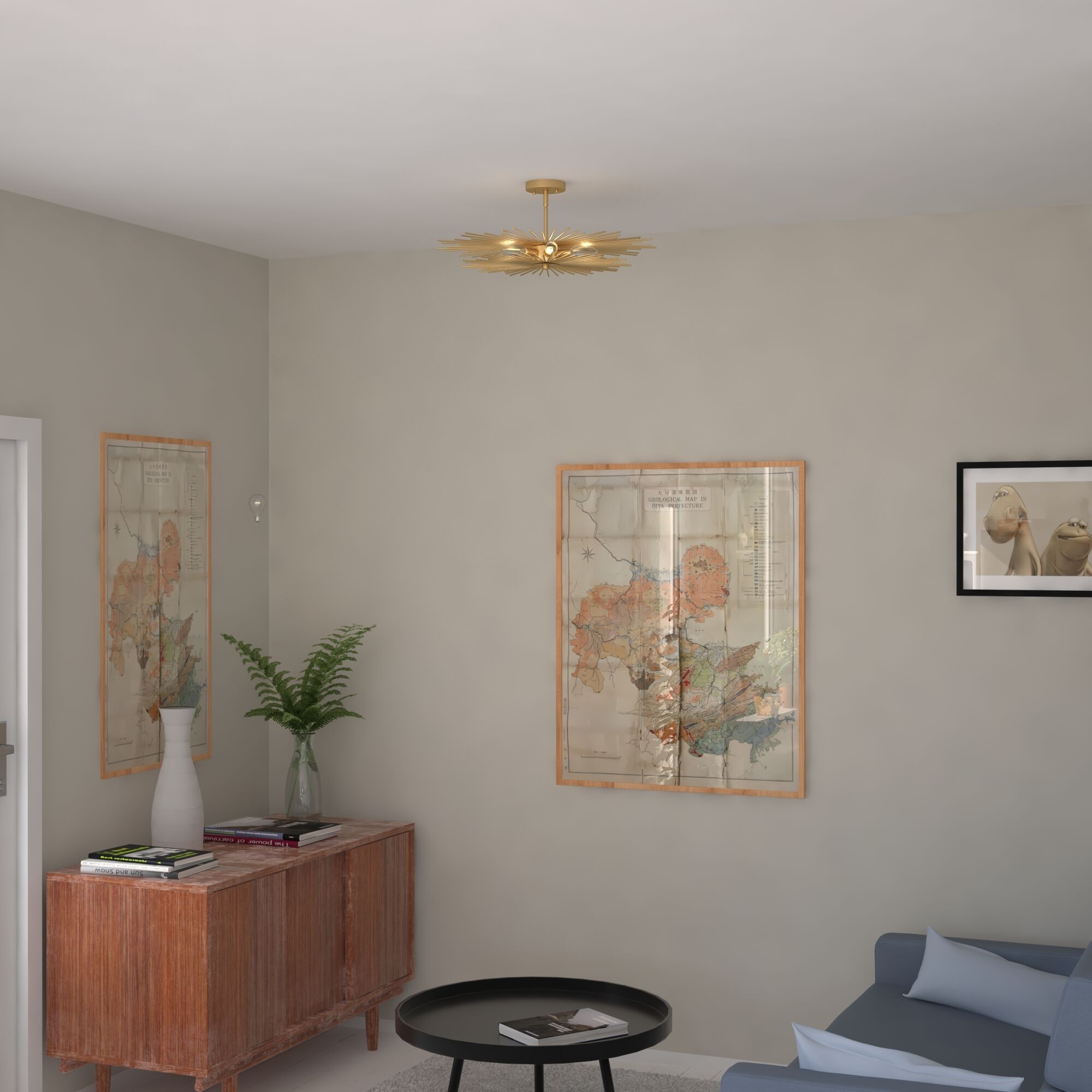 Nikko LED 24 inch Gold Semi-Flush Mount Ceiling Light