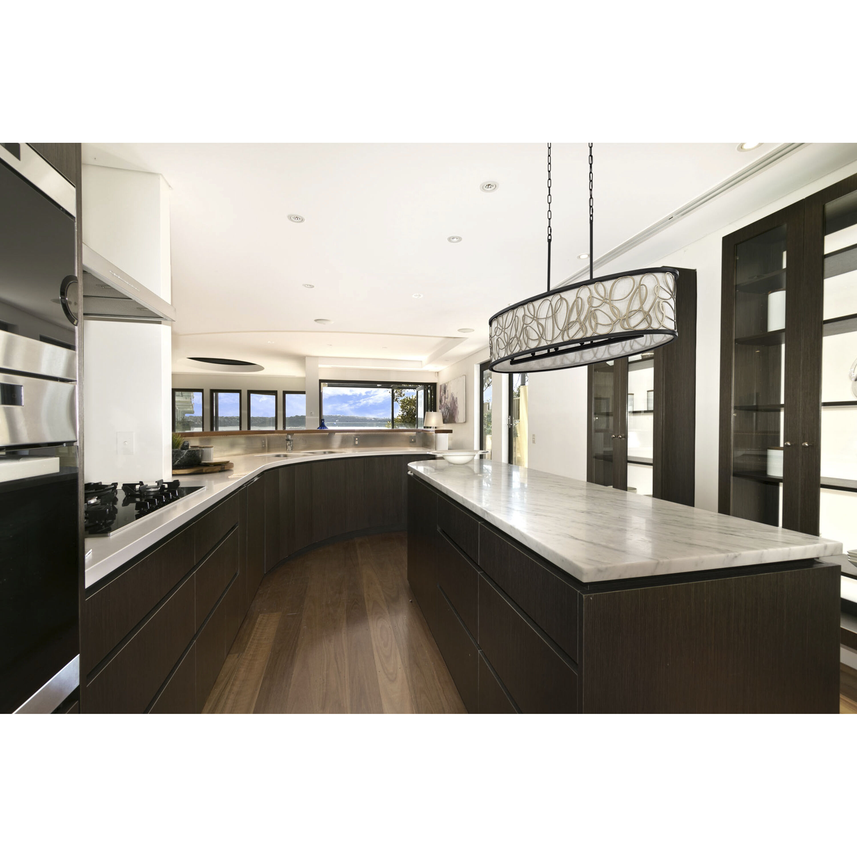 Scribble 6 Light 48 inch Matte Black with Artifact Linear Pendant Ceiling Light, Smithsonian Collaboration