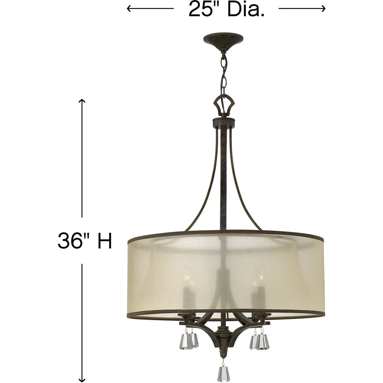 Mime LED 25 inch French Bronze Chandelier Ceiling Light