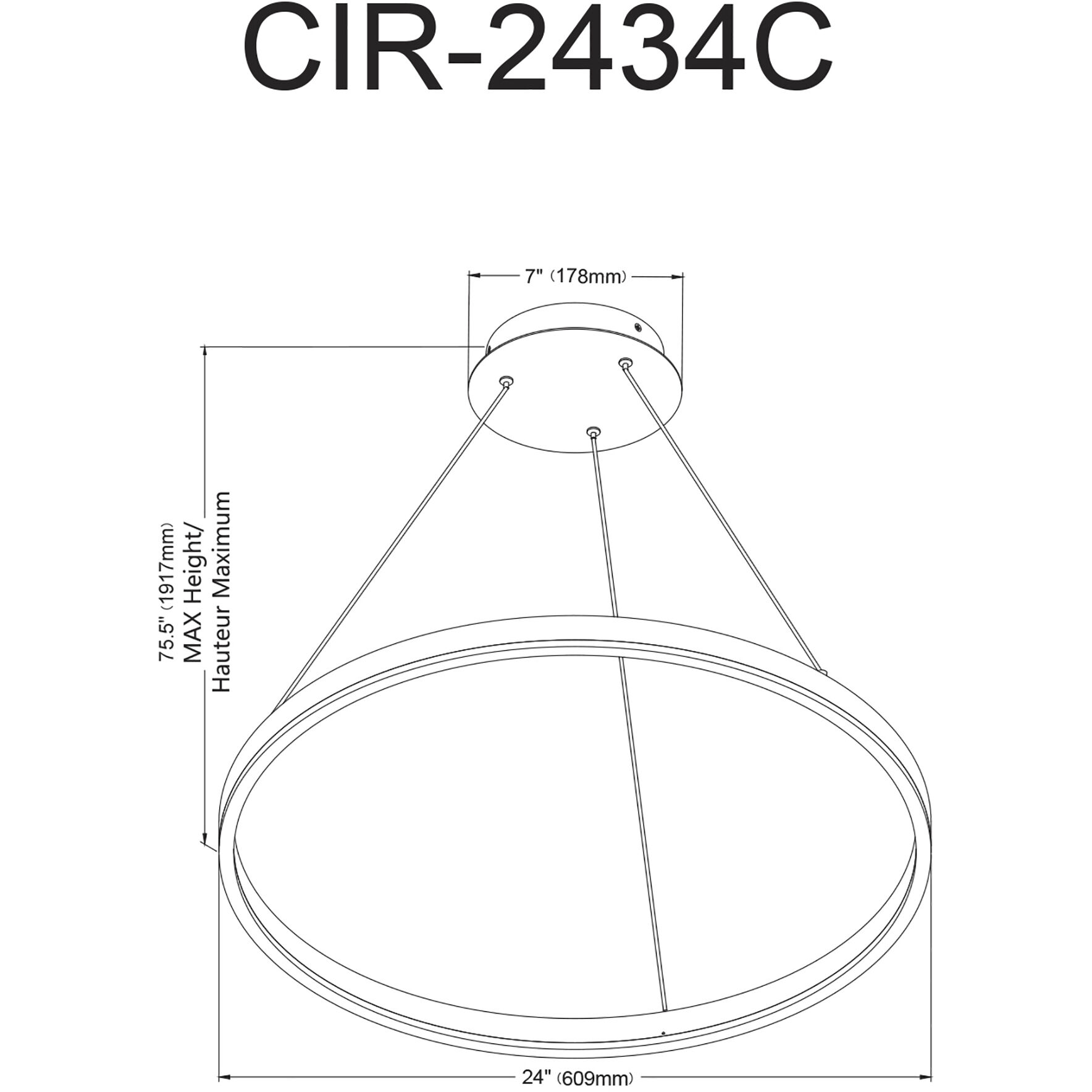 Circulo LED 24 inch Silver Chandelier Ceiling Light