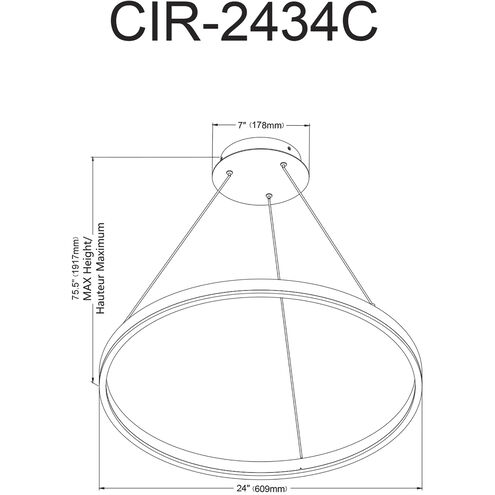 Circulo LED 24 inch Silver Chandelier Ceiling Light