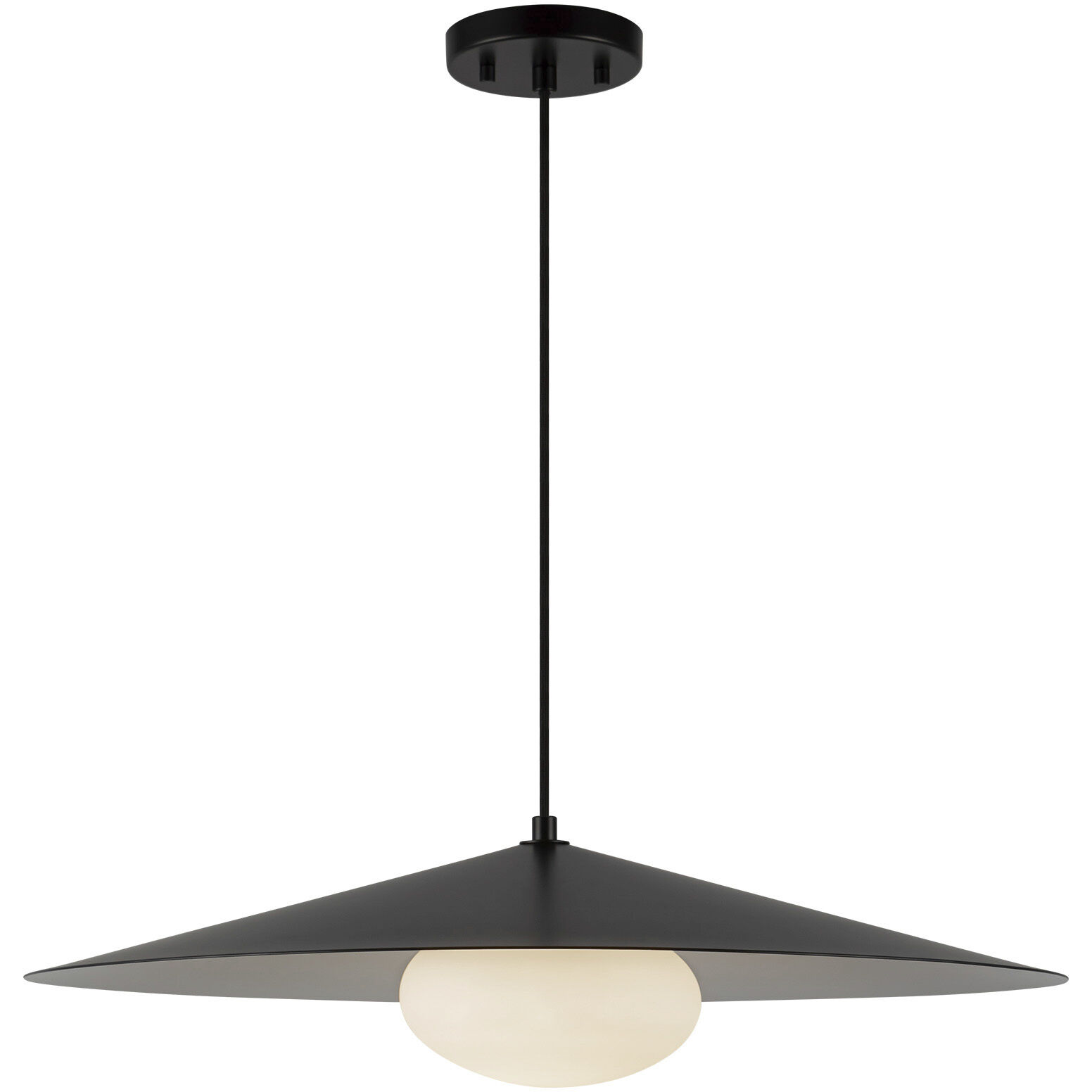 Cruz LED 24 inch Metal - Black/White Pendant Ceiling Light in Metal - Black and White, Spun Aluminum Shade