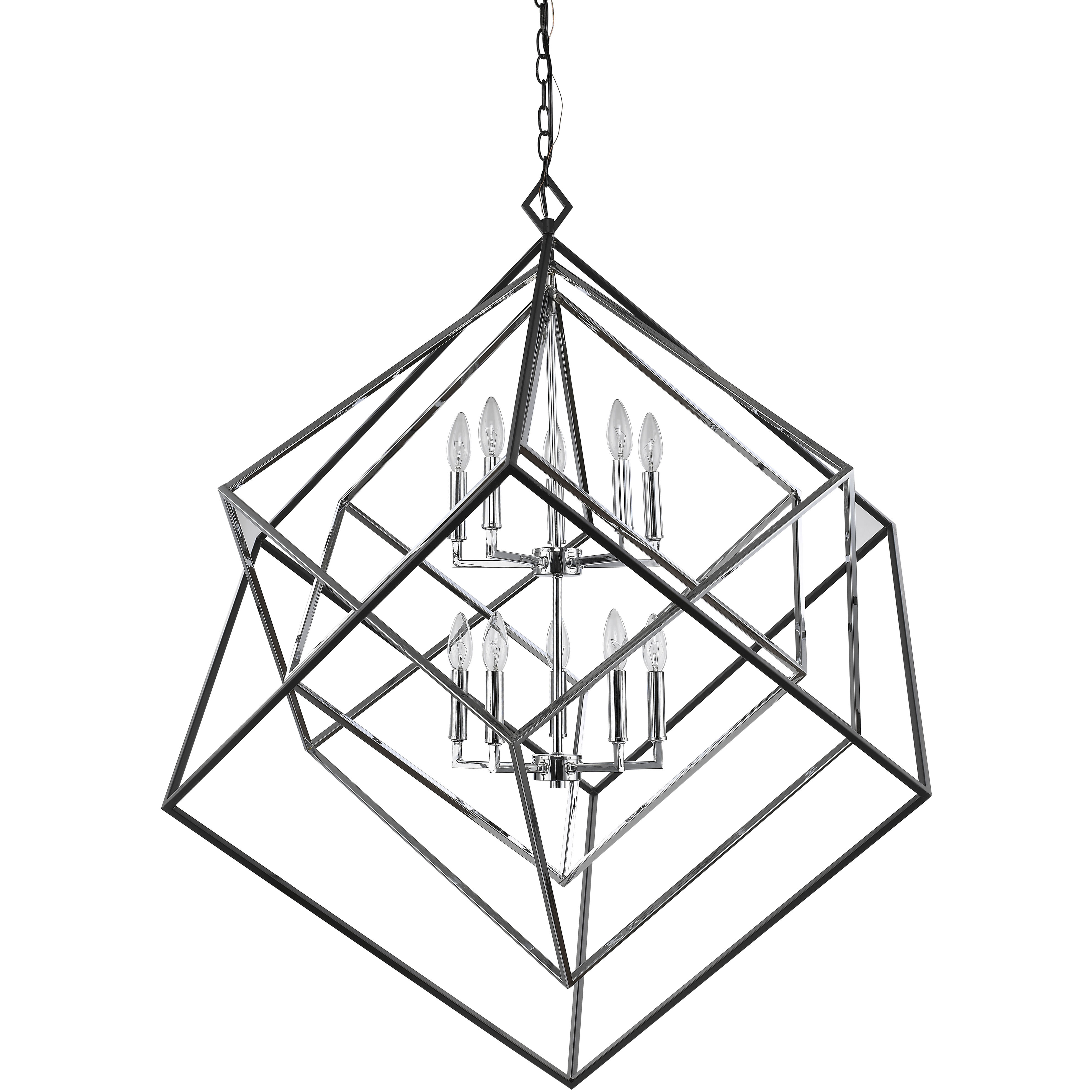 Euclid 10 Light 41.5 inch Chrome and Matte Black Chandelier Ceiling Light