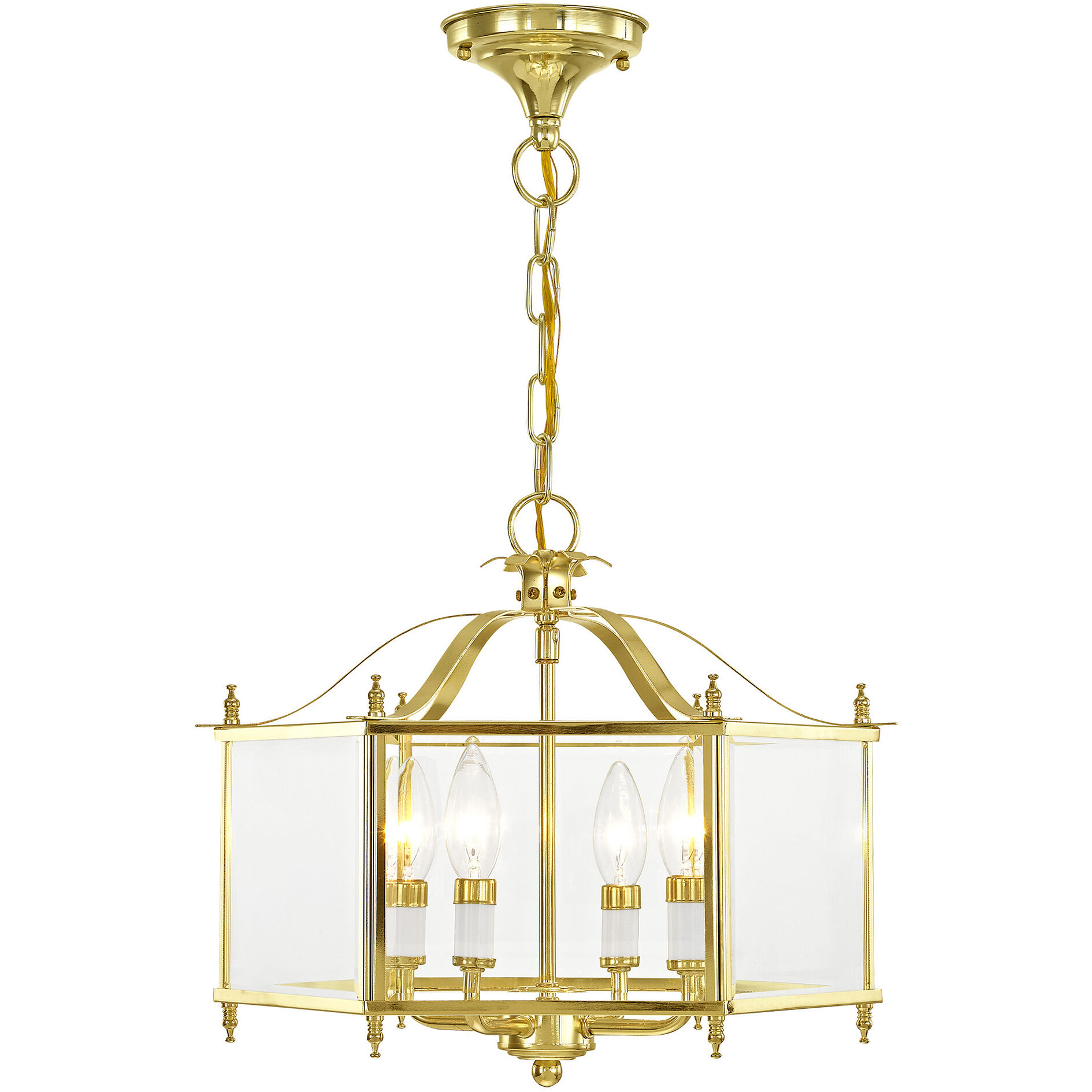 Livingston 4 Light 16 inch Polished Brass Convertible Pendant/Ceiling Mount Ceiling Light