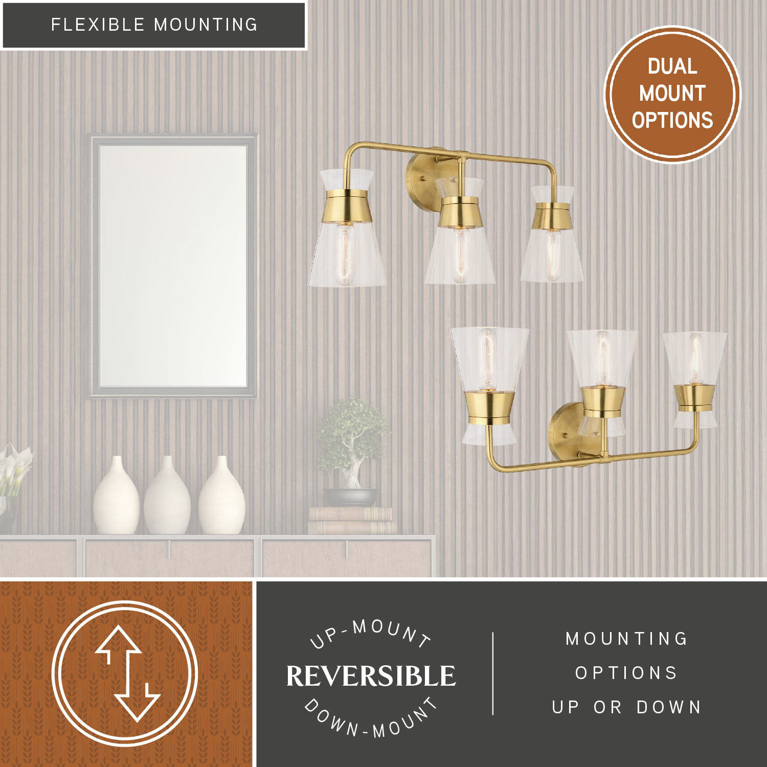 Harper LED 23.5 inch Natural Brass Bathroom Light Wall Light