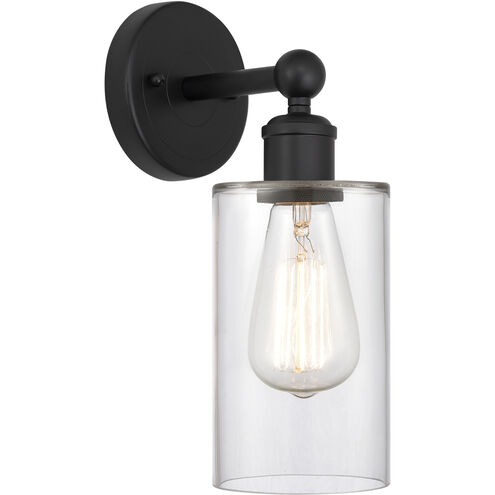 Edison Clymer 1 Light 4 inch Matte Black Sconce Wall Light in Clear Glass