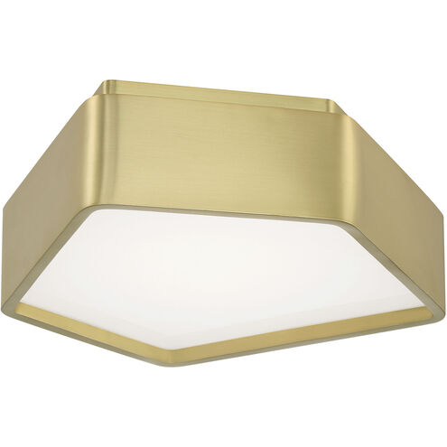 Fenway LED 12.25 inch Satin Brass with Shiny Opal Flush Mount Ceiling Light