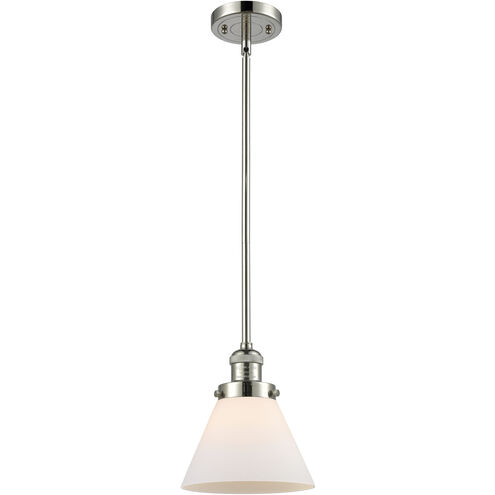 Franklin Restoration Cone 1 Light 8 inch Polished Nickel Mini Pendant Ceiling Light in Incandescent, Matte White, Franklin Restoration