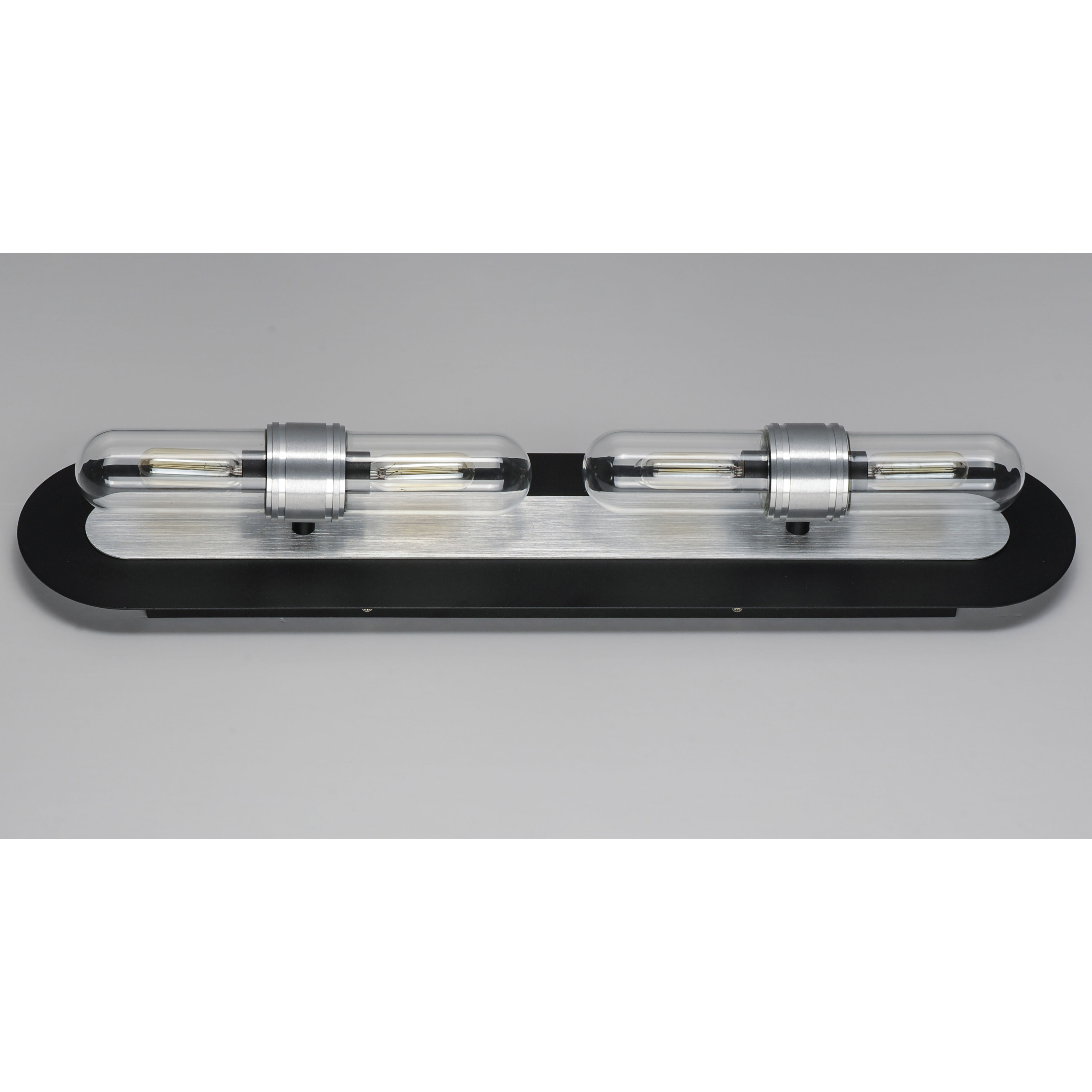 Dual 4 Light 28.5 inch Black/Brushed Aluminum Bath Vanity Wall Light