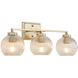 Elliott 3 Light 24.5 inch Brushed Champagne Bronze Vanity Light Wall Light in Ribbed Clear