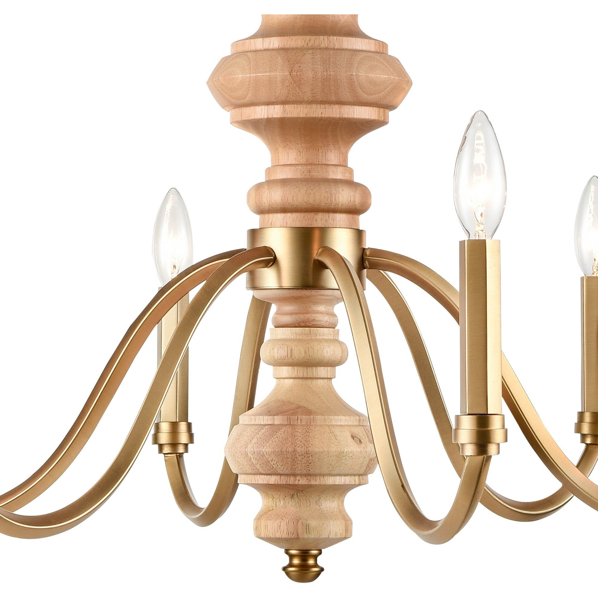 French Country 6 Light 27 inch Natural Brass Chandelier Ceiling Light, Converts to Semi Flush