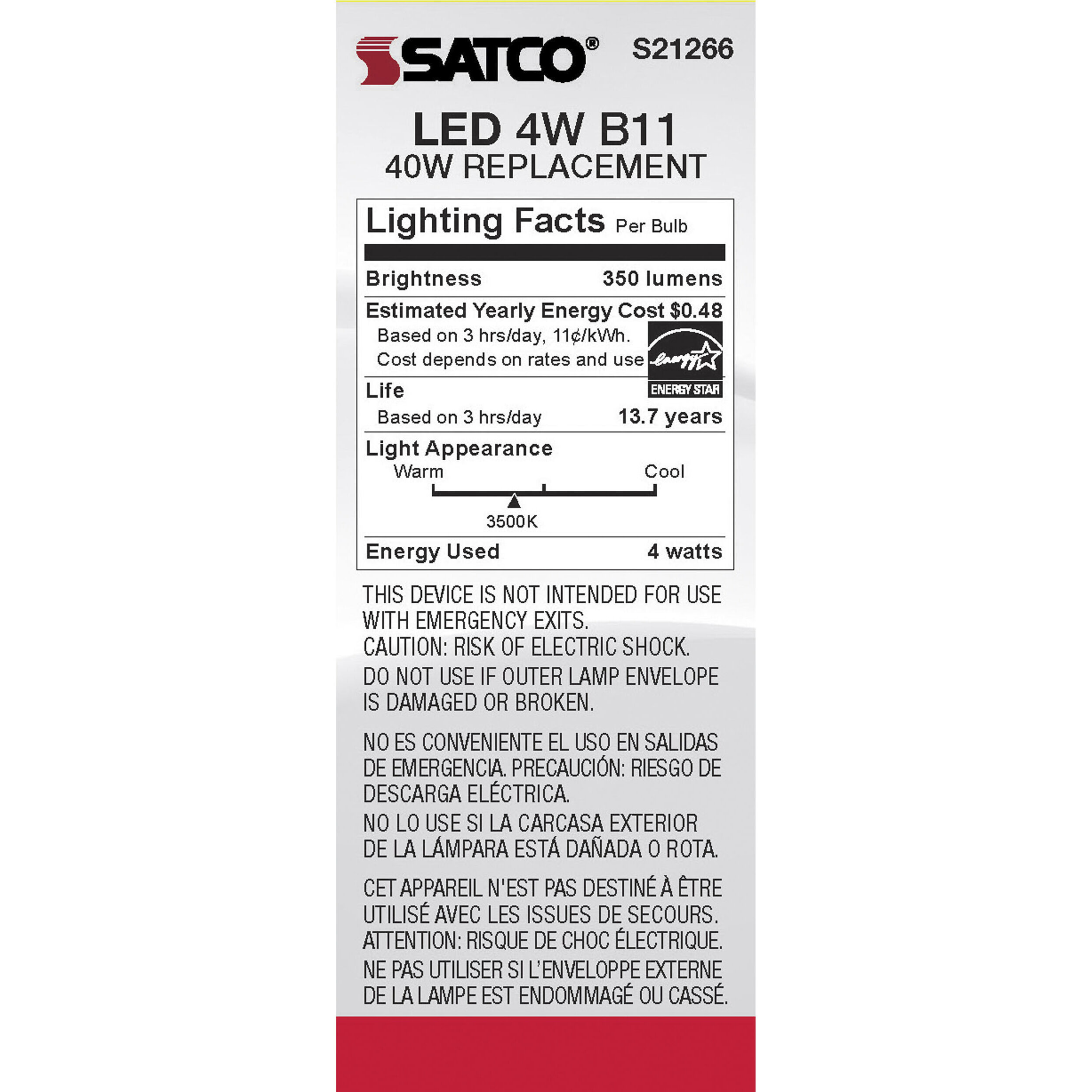 Lumos LED Candelabra Candelabra 4.00 watt 3500K LED Filament