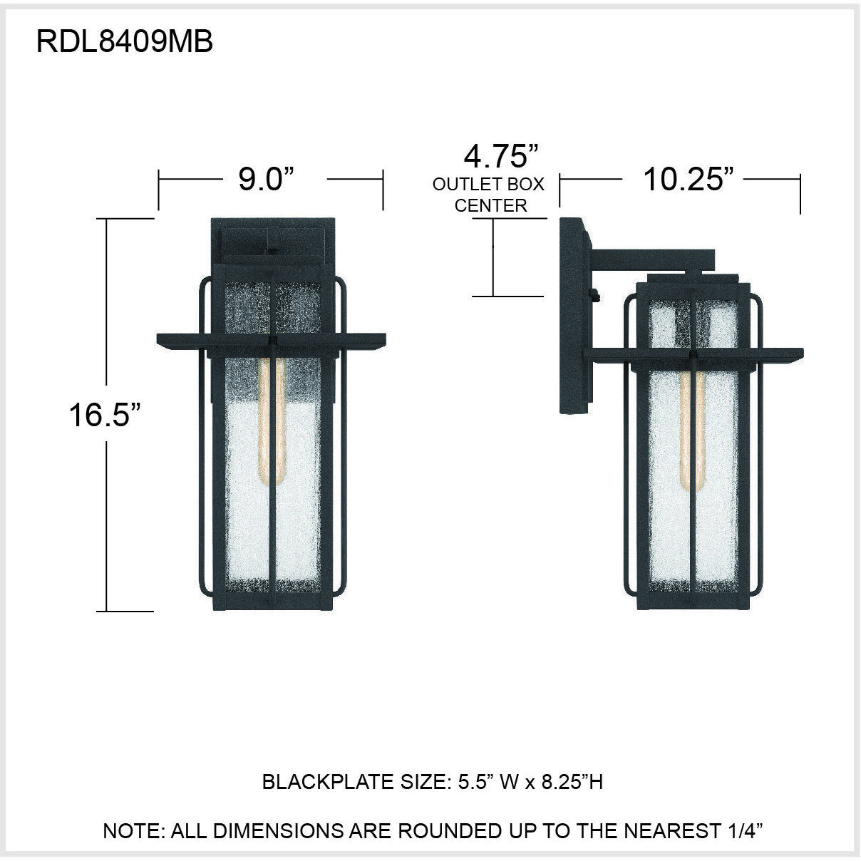 Randall 1 Light 17 inch Mottled Black Outdoor Wall Lantern, Large
