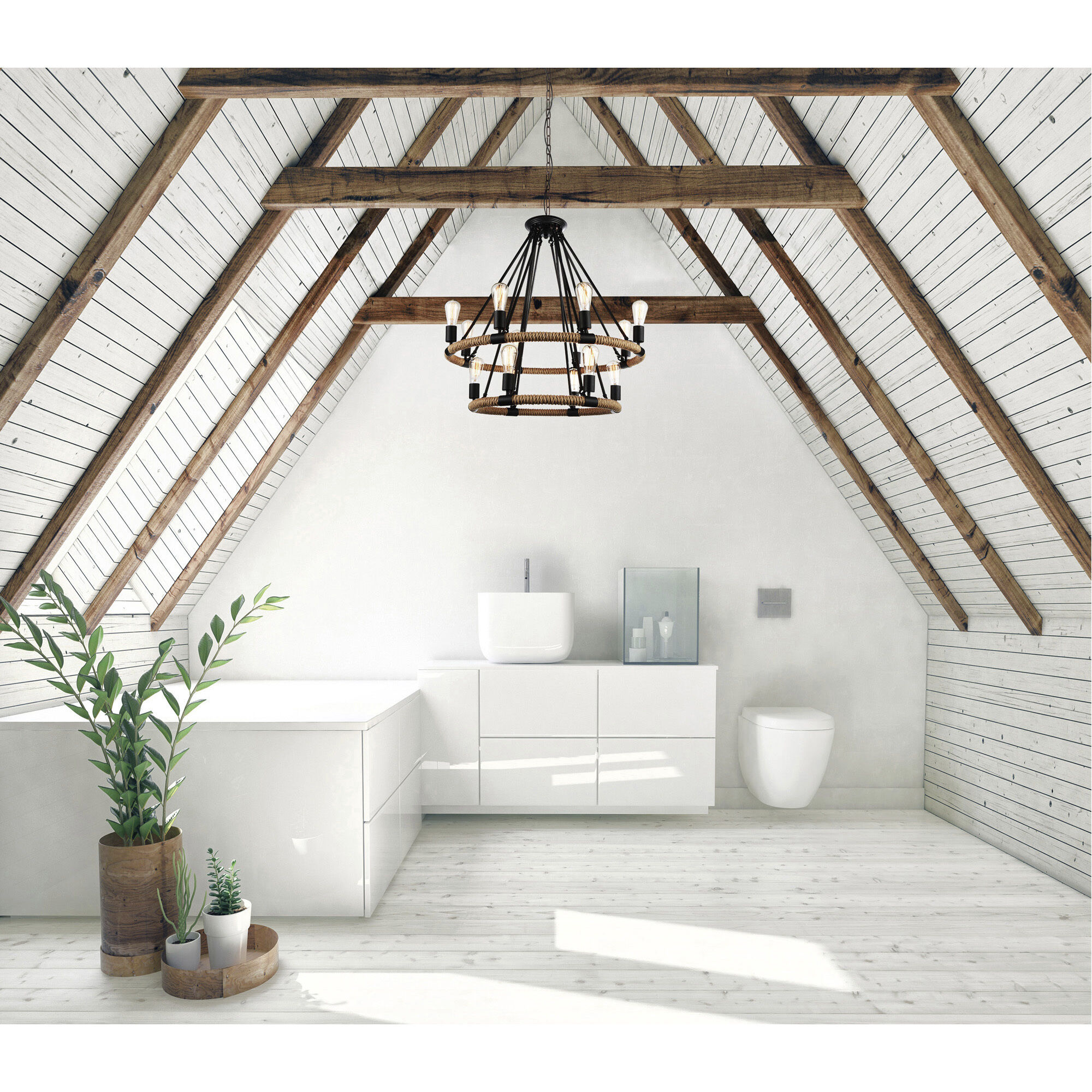 Ganges 14 Light 33 inch Black Up Chandelier Ceiling Light